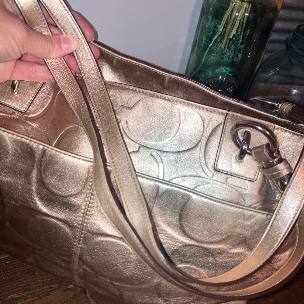 Coach Metallic Gold Signature Tote - Picture 7 of 12